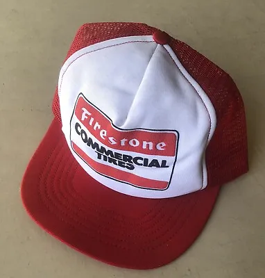 Vintage Firestone Snap Back Trucker Hat Commercial Tires Rare USA One Size • $59.73