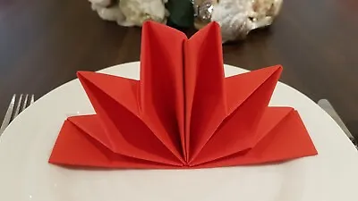 £0.99 • Buy Star Luxury Linen Feel Folded Paper Napkin Red Pk6 Christmas Table Decoration