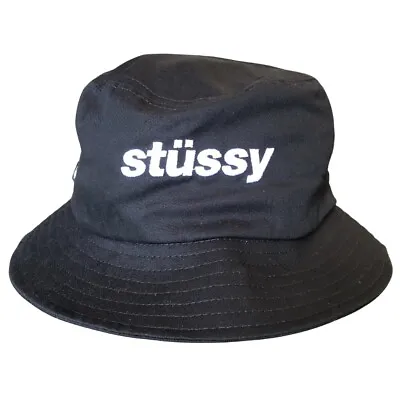 Stussy Italic Black Bucket Hat • $50