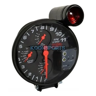 Black 5  4 In 1 RPM Tachometer Water Temperature Oil Pressure Gauge Light Black • $61.55