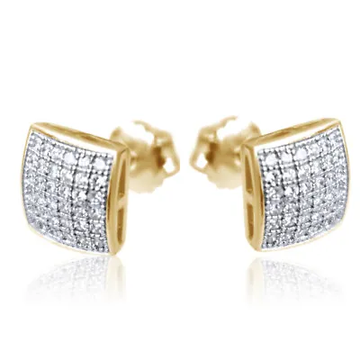 Men's Ladies Designer Square Micro Pave Diamond Earrings Studs • $84.63