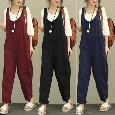 $27.79 • Buy Women Sleeveless Dungaree Jumpsuit Baggy Casual Playsuit Overalls Romper Pants
