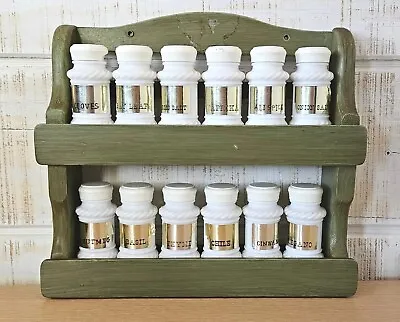 12 Jar Milk Glass Spice Rack Vintage Storage Display • $40