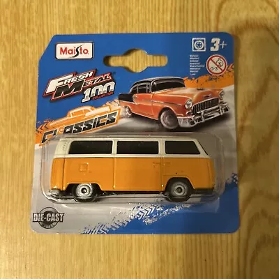 2022 Maisto Volkswagen Type 2 Bus White Over Orange 1:64 Scale. Short Card. • $9.99