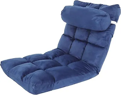 Folding Sofa Bed Lounge Floor Seat Recliner Bed Video Gaming Chair Navy • £49.89