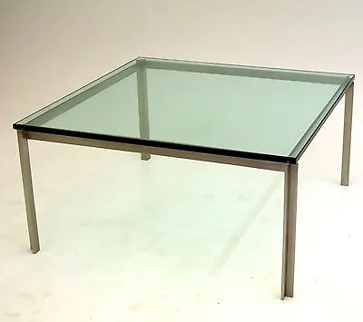 Large Stainless Steel Square Table Glass Likely PACE Vintage Mid Century Modern • $950