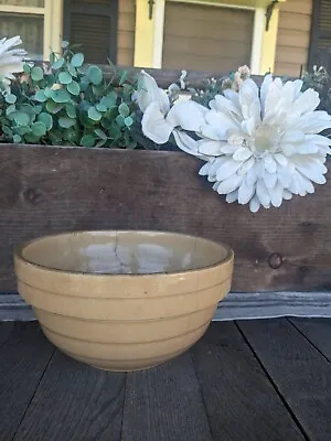 Vintage McCoy USA Stoneware Yellow-ware Ribbed 8  Mixing Bowl • $24