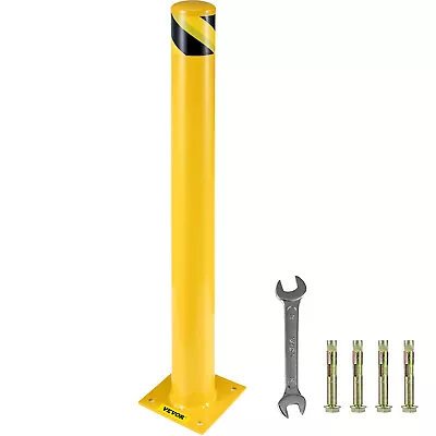 Safety Bollard Steel Bollard Post 48 H 5.5 D Yellow Signs Pipe Steel Barrier • £58.79