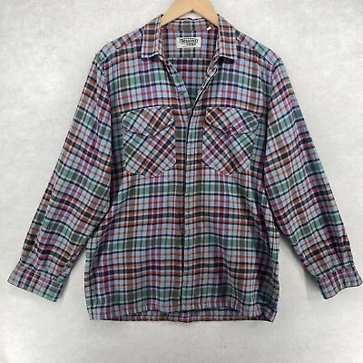MISSONI UOMO Shirt Mens M Cotton Plaid Hidden Button Up Long Sleeve Blue Italy • $62.09