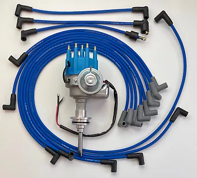 MOPAR 413-426-440 1959-1972 BLUE SMALL Cap HEI Distributor & Spark Plug Wires • $124.59