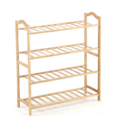 $40.99 • Buy Levede Bamboo Shoe Rack Storage Wooden Organizer Shelf Stand 4 Tiers Layers 90cm