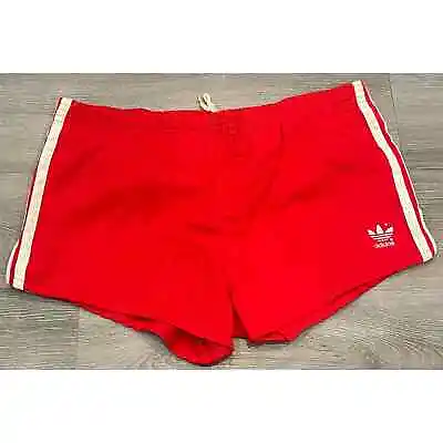Vintage 70s 80s Adidas Trefoil Running Athletic Shorts Red Withe Stripes • $60
