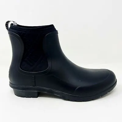 UGG Chevonne Black Waterproof Chelsea Womens Rubber Sheepskin Rain Boots • $42.95
