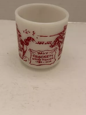 Vintage Atlas Hazel Davy Crockett Milk Glass ￼￼Red Mug • $8.49