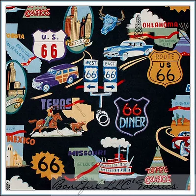 BonEful Fabric FQ Cotton Quilt VTG USA Route 66 America Scenic Ethnic Travel Car • $7.79