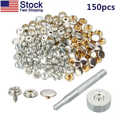 150PCS Stainless Steel Boat Marine Canvas Fabric Snap Cover Button & Socket Kit • $14.23