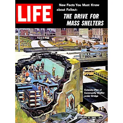 Vintage Magazine Cover Fallout Nuclear War Community Bomb Shelter New Fine Art P • £11.99