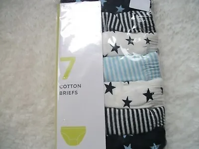 M&s Boys 7 Pack  Stars & Stripes Cotton Briefs  Size 2-3 Years Bnip • £8.50