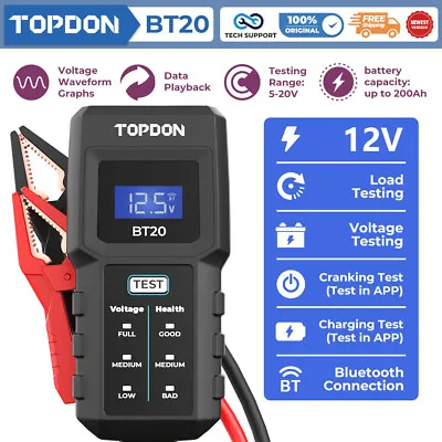 TOPDON BT20 Automotive Battery Tester 12V Analyzer Charging Test 100-2000CCA • $18.99