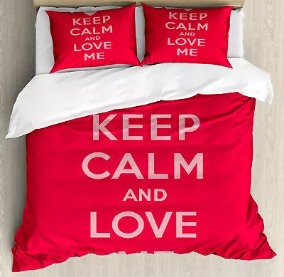 Keep Calm Duvet Cover Set Love Me Romantic Text • £32.99