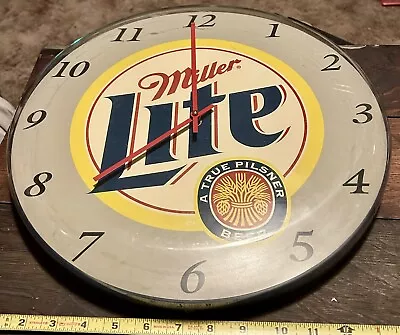 Vintage Miller Lite Plastic Clock Quartz USA 2001 Battery Operated Works! • $65