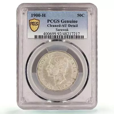 Malaysia Sarawak 50 Cents Regular Coinage Rajah Brooke AU PCGS Silver Coin 1900 • $799.57