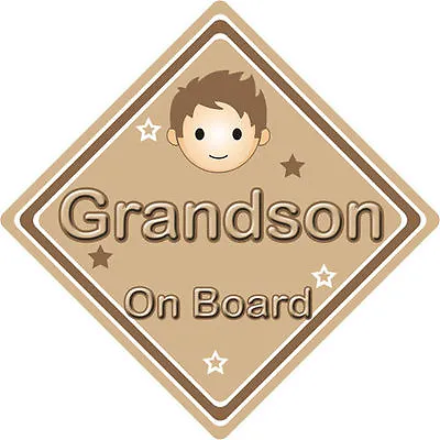 £3.99 • Buy Baby On Board Car Sign ~ Grandson On Board ~ Brown