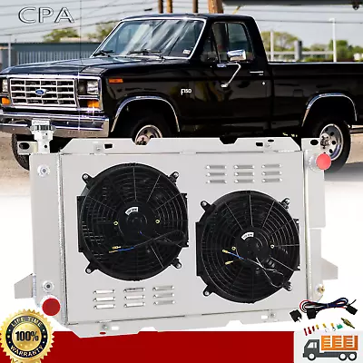 Fits 1983-1997 F100 F150 F250 F350 Bronco V8 4 Row Radiator+Shroud Fan+Relay ASI • $442.94