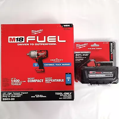 Milwaukee 2863-20 M18 FUEL 1/2  High Torque Impact Wrench + XC6.0 Bat 48-11-1865 • $389