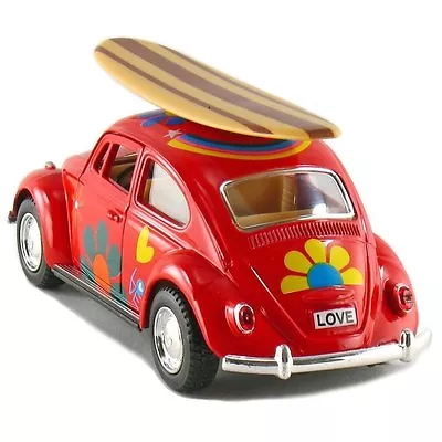 Kinsmart 1967 Volkswagen Beetle Decal W/Surfboard Diecast Model 1:32 VW Red • $9.99