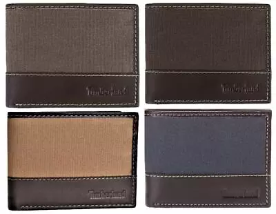 Timberland Men's Baseline Canvas-Genuine Leather Passcase Wallet • $16.99
