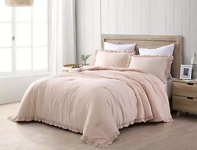 Nora 3-Piece Ruffled Edge Trim Soft Washed Microfiber Comforter Set • $48.99