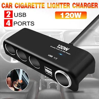 4 Way 12V 24V Multi Socket Car Cigarette Lighter Splitter USB Charger Adapter • $12.95
