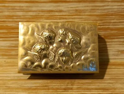 Antique Silver Plated Matchbox Holder With Cherubs / Angels 59 X 38 X 20mm • £20