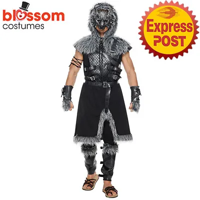 EY238 Mens Viking Werewolf Bad Wolf Medieval Warrior Halloween Fairytale Costume • $44.98