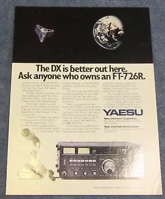 1985 Yaesu FT-726R Vintage Ham Radio Transceiver Ad  The DX Is Better Out Here  • $10.99