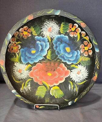 Vintage Hand Carved And Hand Painted Wooden Bowl - Mexico  - Floral • $26.99