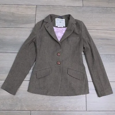 Jack Wills Tweed 100% Wool Women's Country Blazer Jacket Size UK 12 Brown • £44.99