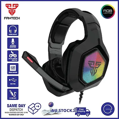 $29.95 • Buy Fantech Gaming Headset 3.5mm TRRS RGB Headphone Mic For Switch Xbox PS4 Mobile