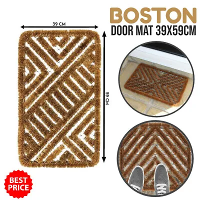 Heavy Duty Boston Door Mat Outdoor Non Slip Doorway Wire Brush Coir Mats 39x59cm • £16.99