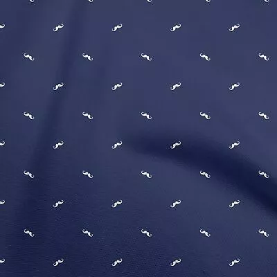 OneOone Cotton Flex Blue Fabric Asian Block Mustache Dress Material-iFP • $10.29