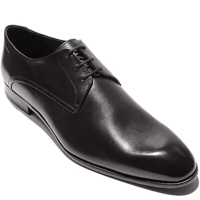 Hugo Boss Black Leather Plain Toe Dress 7 40 Men's Shoes Derby Formal Casual • $224