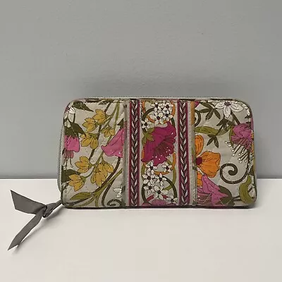 Vera Bradley Accordian Zip Quilted Rhythm Pink Orange Green Yellow Floral Wallet • $6.64