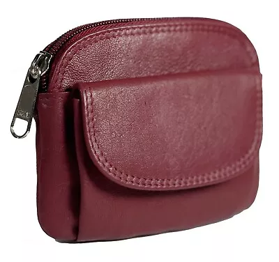 Genuine Leather Woman Men Coin Purse Cowhide Change Purse Coin Pouch Key Ring • $9.99