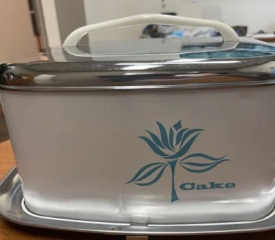 $49.99 • Buy Beautyware By Lincoln Square White & Chrome Blue Flower Cake Carrier Vintage