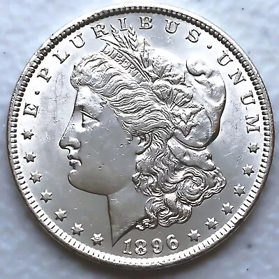 1896 Au/unc Morgan Silver Dollar 90% $1 Coin Us #e671 • $1