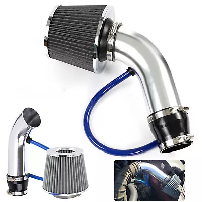 Silver 3  Car Cold Air Intake Filter Induction Kit Pipe Power Flow Hose System • $25.36