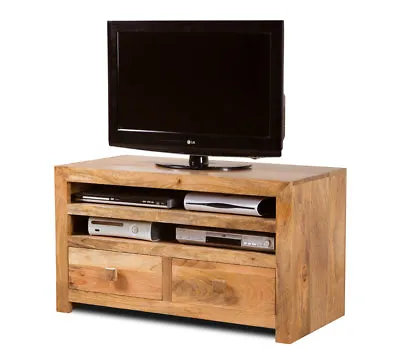 £303.04 • Buy Dakota Light Mango 2 Drawer Tv Media Unit Cabinet Solid Wood Indian Furniture