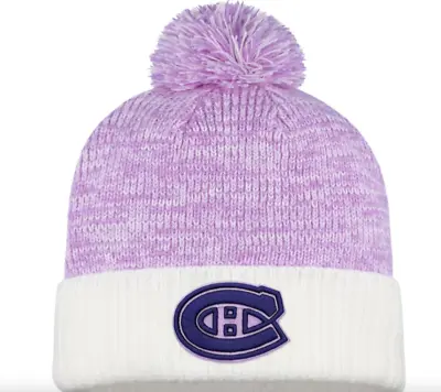 Purple/White Montreal N H L Canadiens Hockey Fights Cancer Cuffed Knit Hat • $20.39