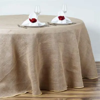 90-Inch ROUND Natural Brown Burlap Tablecloth Wedding Birthday Party Linens • $24.56